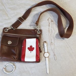 Roots leather crossbody